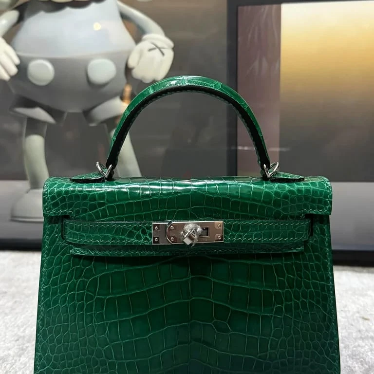 Hermes Kelly Mini Original Aligator Corcocodile Luxury Handbag - 3