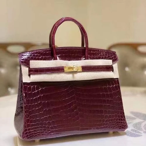 Hermes Bordeaux Birkin 30 in Niloticus Crocodile with Gold hardware