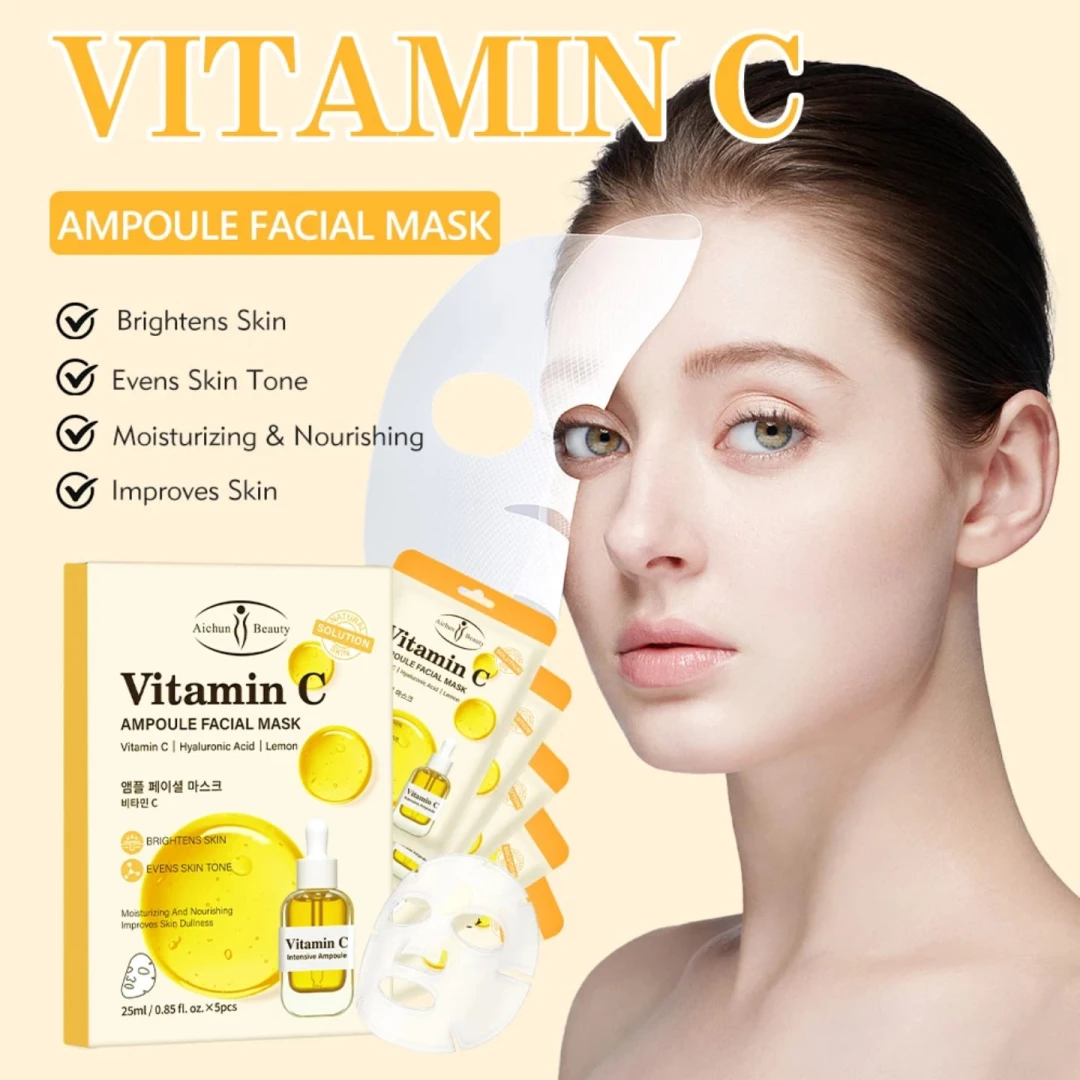 Vitamin c Facial Mask Brightening Even Skin Tone Organic Skin Care Fair and White Products Moisturizing Full Face Masks Beauty