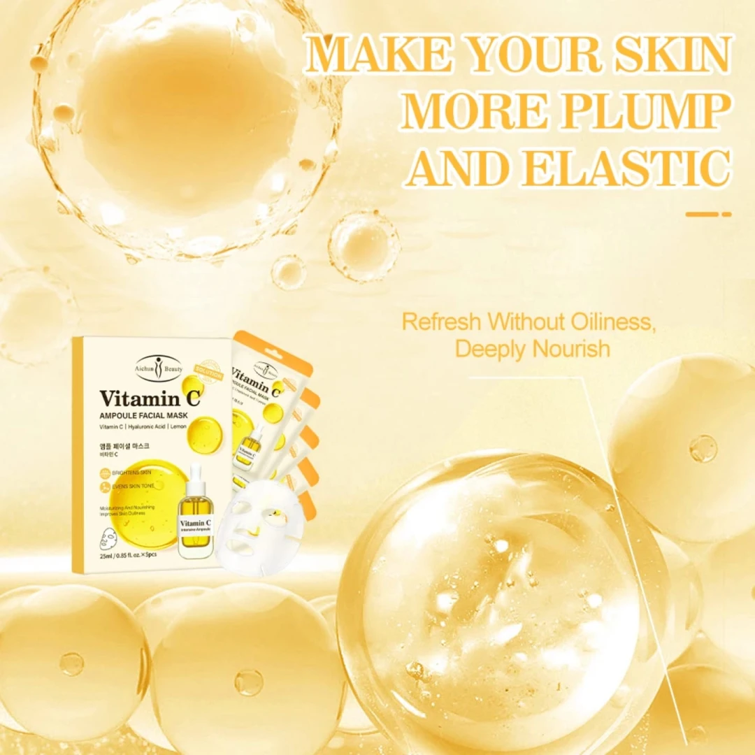 Vitamin C Facial Mask Brightening Even Skin Tone Organic Skin Care Fair And White Products Moisturizing Full Face Masks Beauty - 6