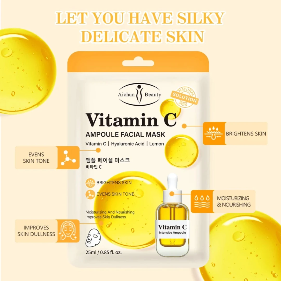 Vitamin C Facial Mask Brightening Even Skin Tone Organic Skin Care Fair And White Products Moisturizing Full Face Masks Beauty - 4