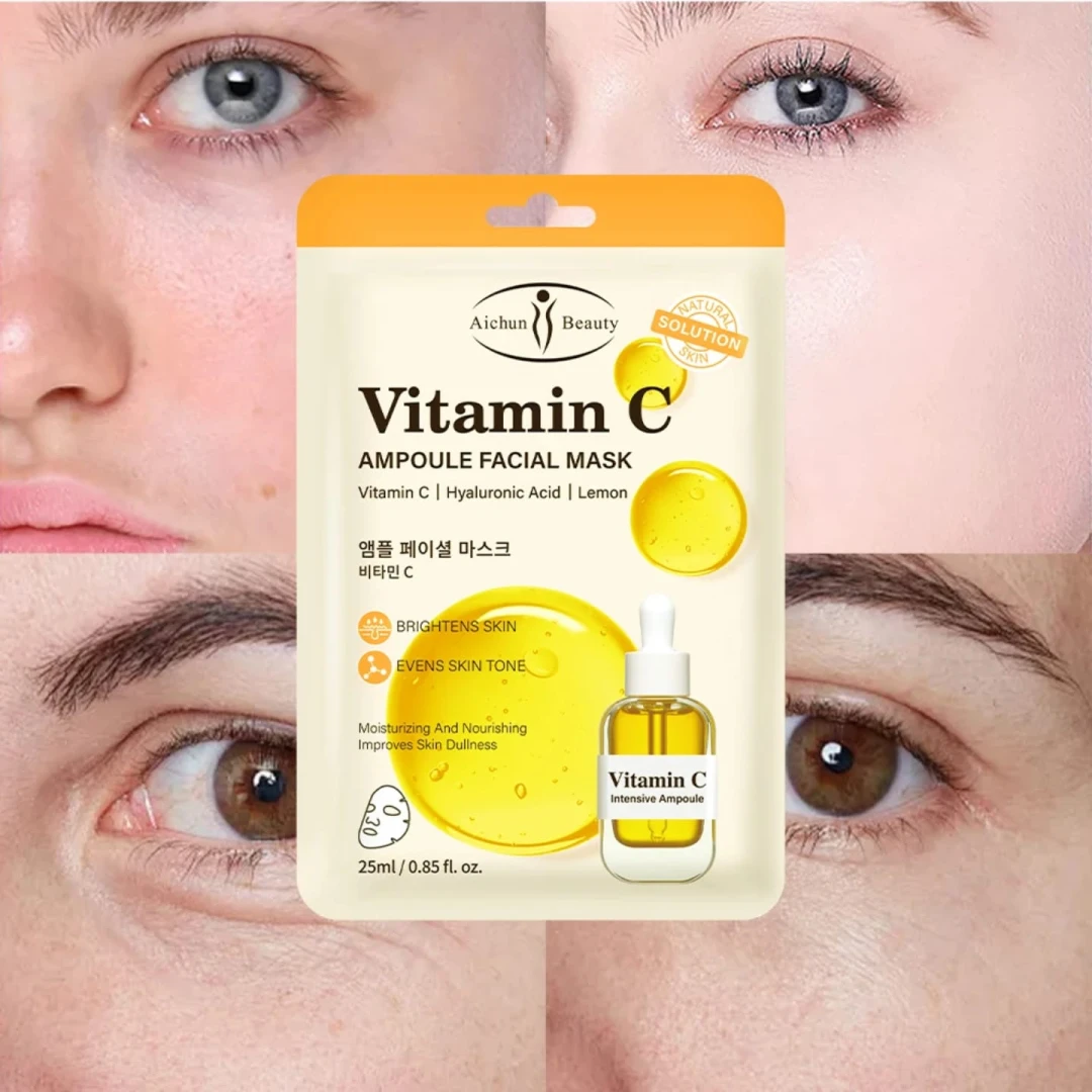 Vitamin C Facial Mask Brightening Even Skin Tone Organic Skin Care Fair And White Products Moisturizing Full Face Masks Beauty - 3