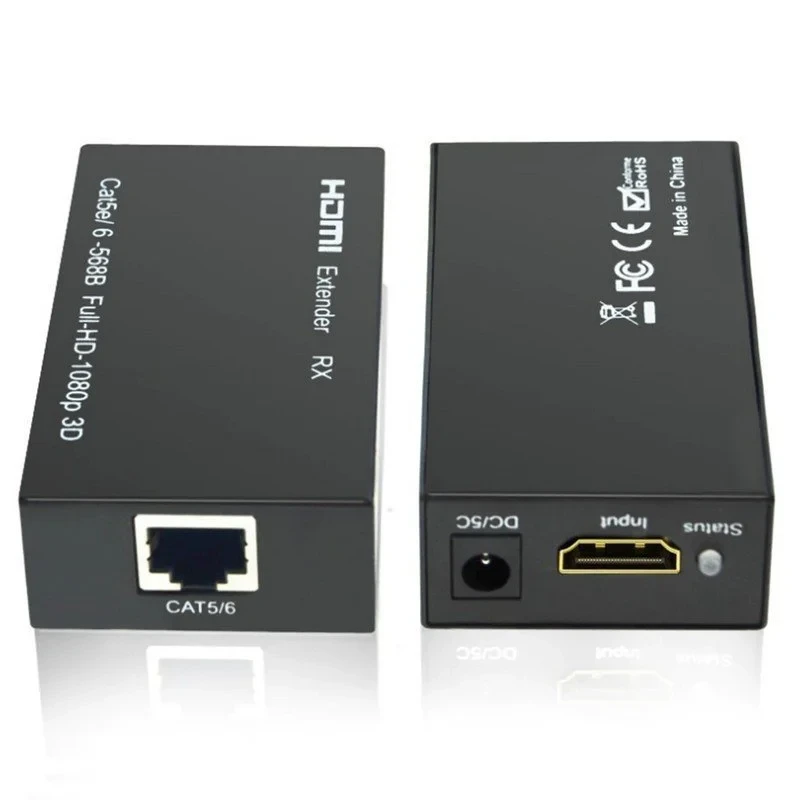 HITEC HDMI EXTENDER 60M VIA CAT-5E/6 WITH IR (2) FHD 1080P BLACK METAL - 2