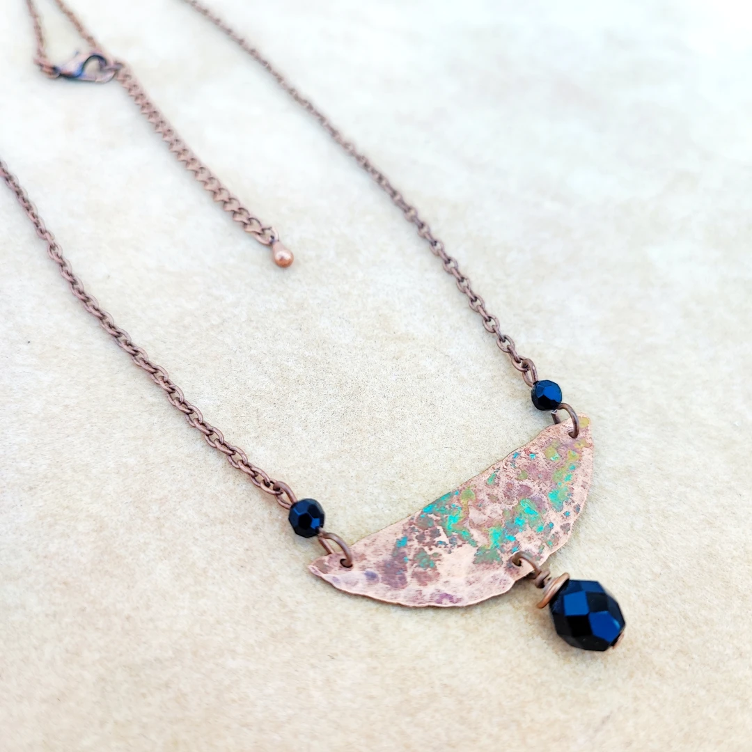 Rustic Beaded Copper Necklace