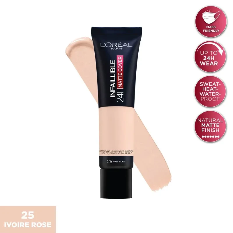 Infaillible 32H Matte Cover Liquid Foundation, With 4% Niacinamide, Long Lasting, Natural Finish, SPF 25