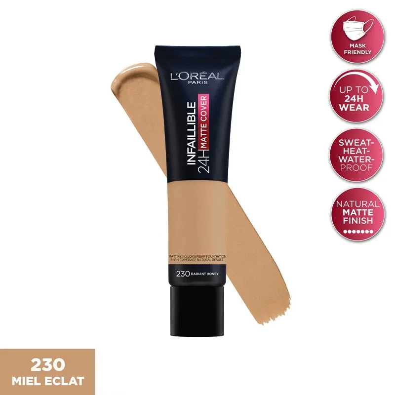 Infaillible 32H Matte Cover Liquid Foundation, With 4% Niacinamide, Long Lasting, Natural Finish, SPF 25 - 3