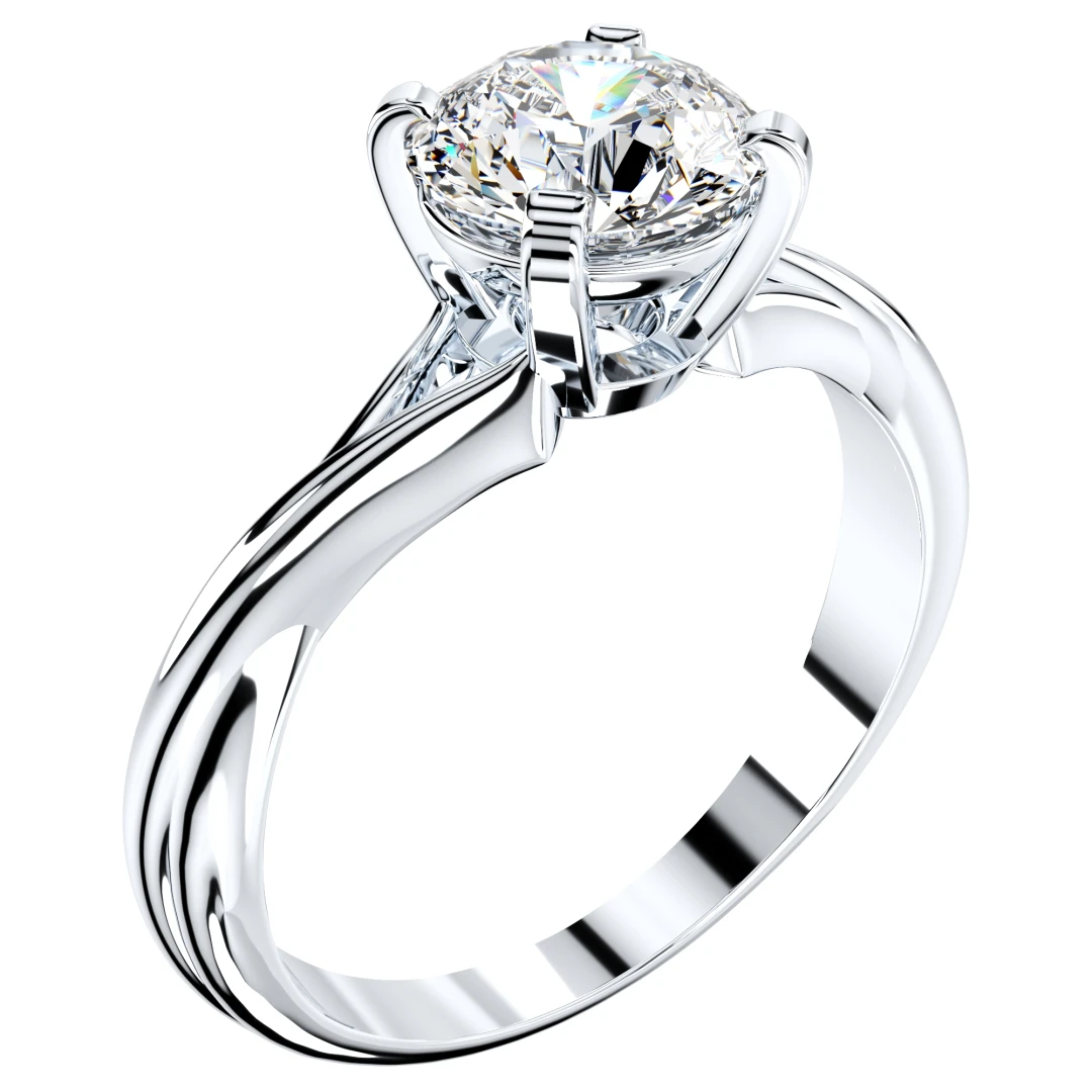 Twisted Engagement Solitaire Ring 3D CAD Design-O11031
