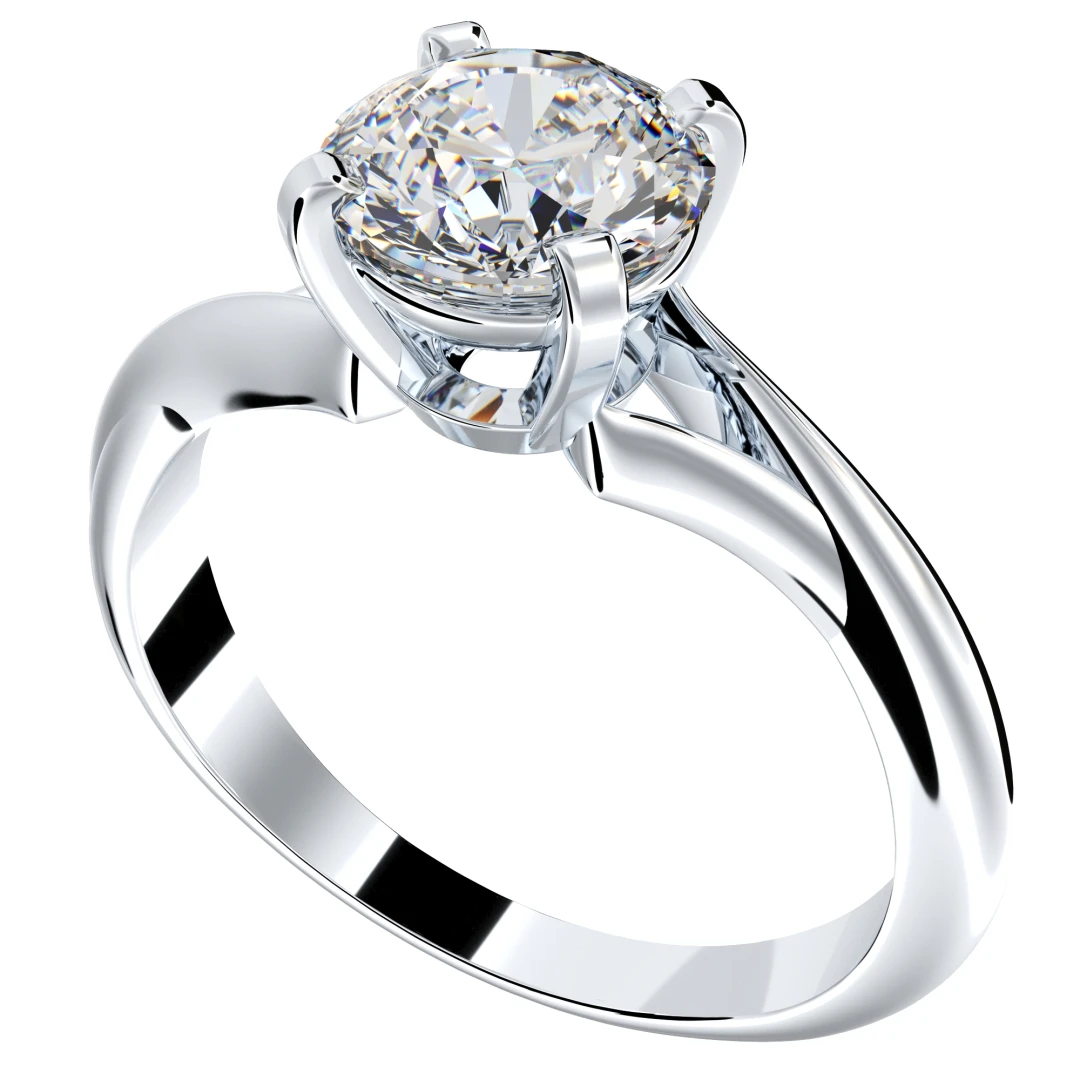 Twisted Engagement Solitaire Ring 3D CAD Design-O11031 - 2