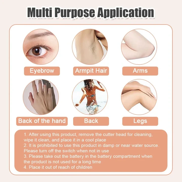 Women Electric Eyebrow Trimmer Hair Removal Epilator Painless - 5