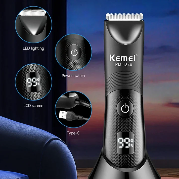 Waterproof Body Groomer With Skin Friendly Blades Kemei Hair Trimmer KM-1840 - 2