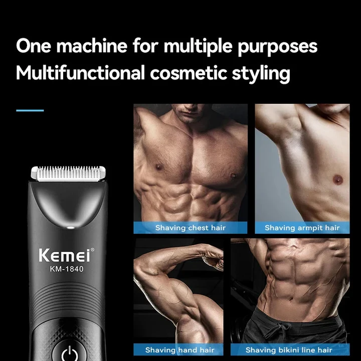 Waterproof Body Groomer With Skin Friendly Blades Kemei Hair Trimmer KM-1840 - 4