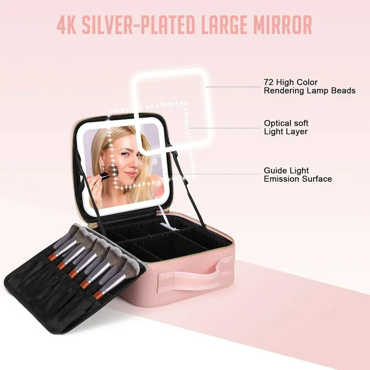 Adjustable Light Make Up Bag With Mirror LED Light - 4