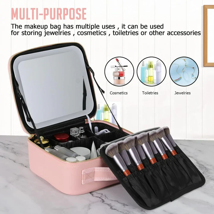 Adjustable Light Make Up Bag With Mirror LED Light - 5