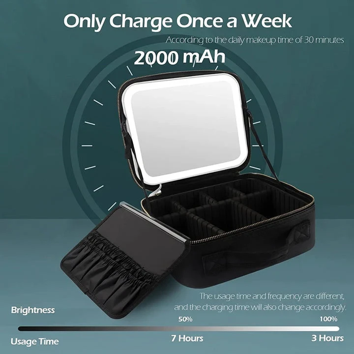 Adjustable Light Make Up Bag With Mirror LED Light - 6