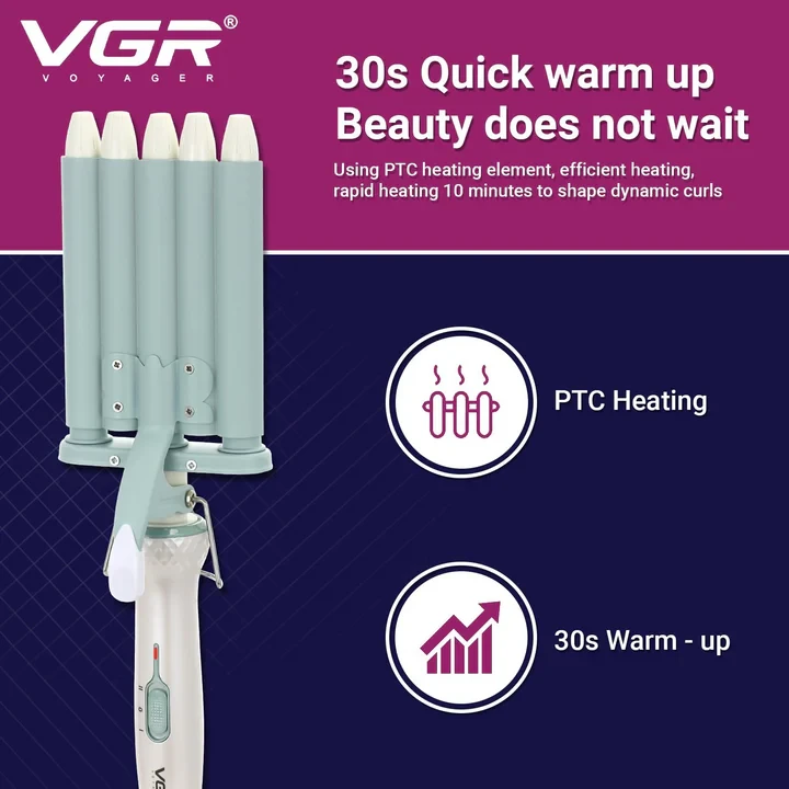 VGR V597, Professional Wavy Hair 5 Barrels Curling Iron - 3