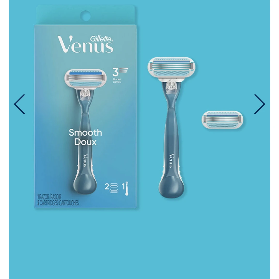 Gillette Venus Smooth Razor Handle With 2 Extra Blades