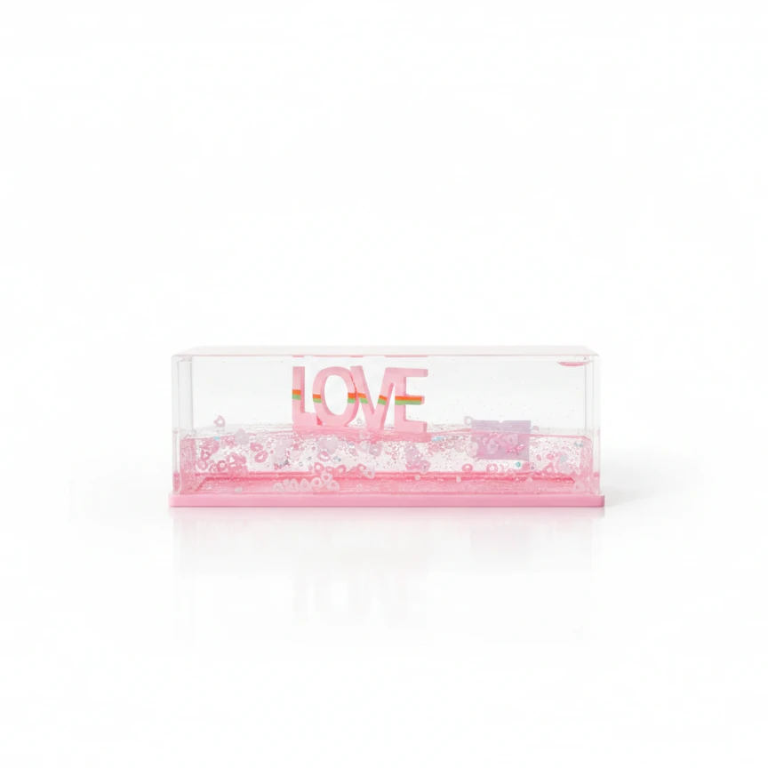 Liquid-filled Decorative Object With A "LOVE" Inscription And Pink Glitter Inside. - 2