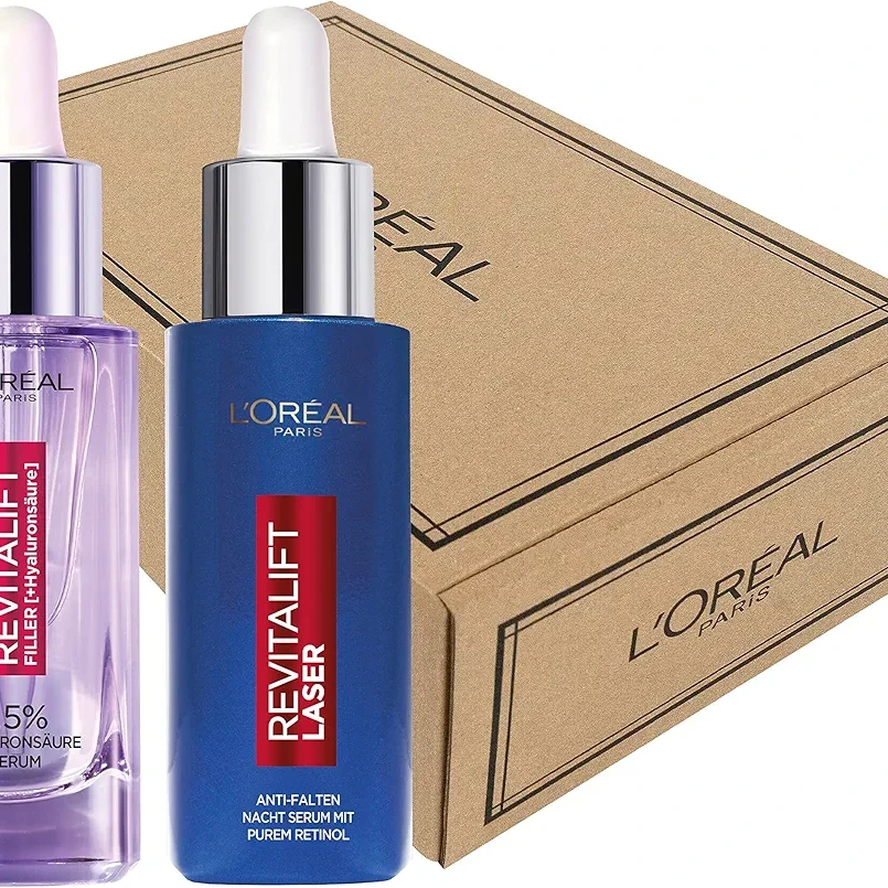 L’Oréal Paris Skin Expert Hyaluronic Acid & Retinol Serum Duo Set, Day To Night Serum Gift Set, 2 x 30 ml