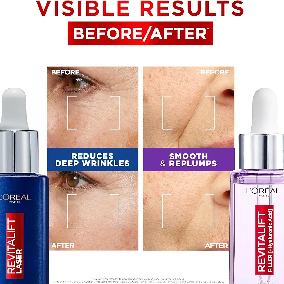 L’Oréal Paris Skin Expert Hyaluronic Acid & Retinol Serum Duo Set, Day To Night Serum Gift Set, 2 X 30 Ml - 5
