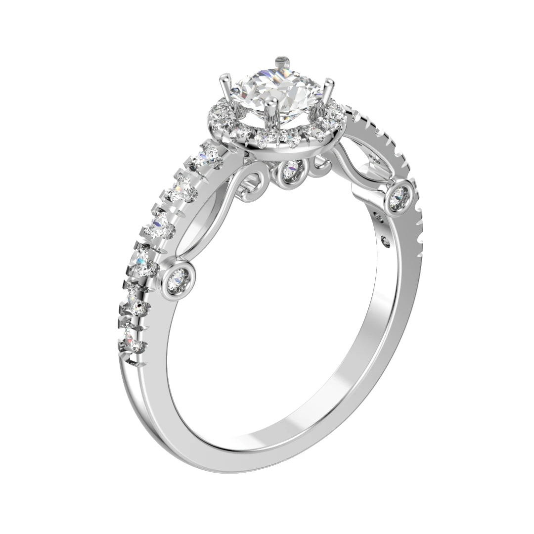 Micro Pave Diamond Settings Engagement Ring 3D Print Model-O167 - 6