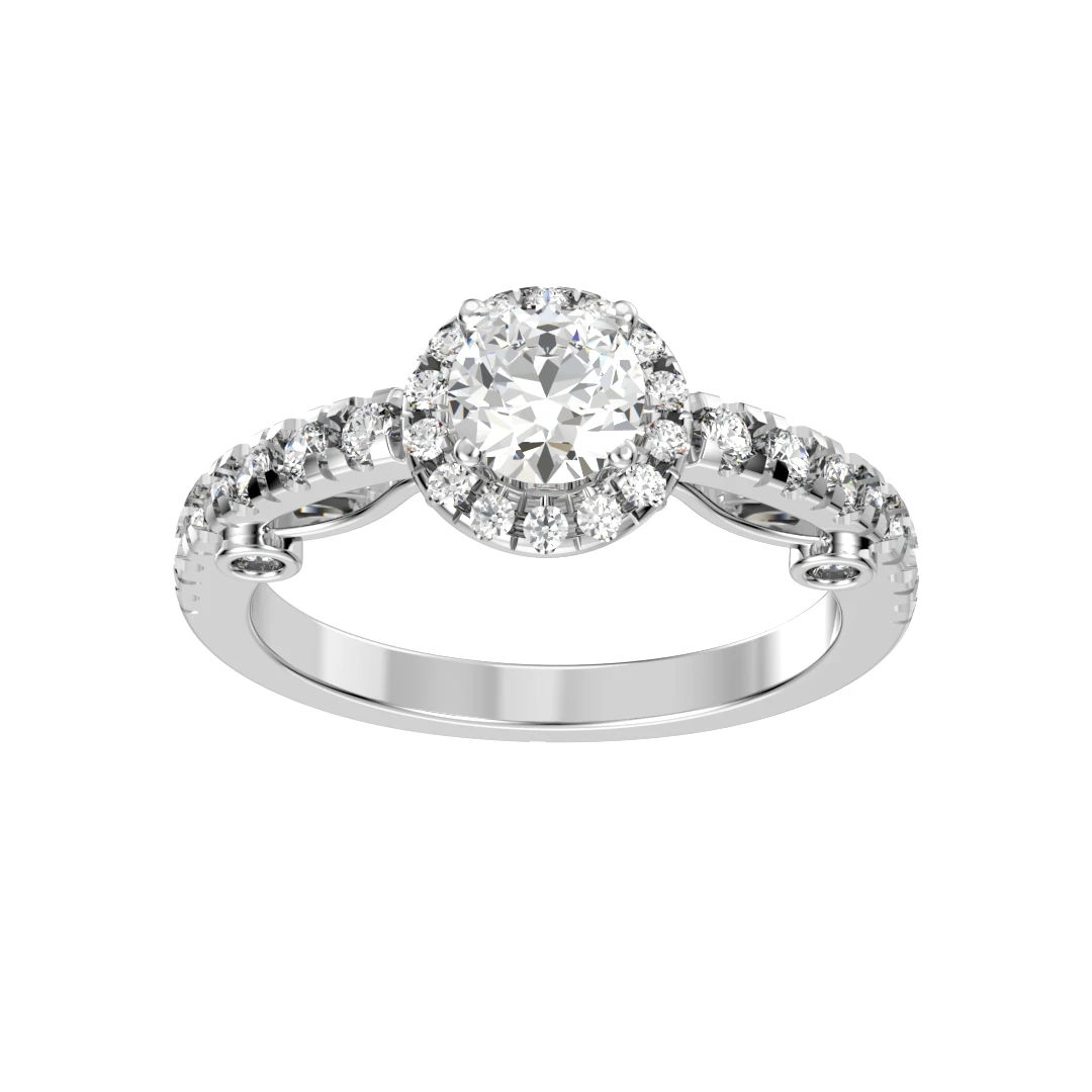 Micro Pave Diamond Settings Engagement Ring 3D Print Model-O167 - 5