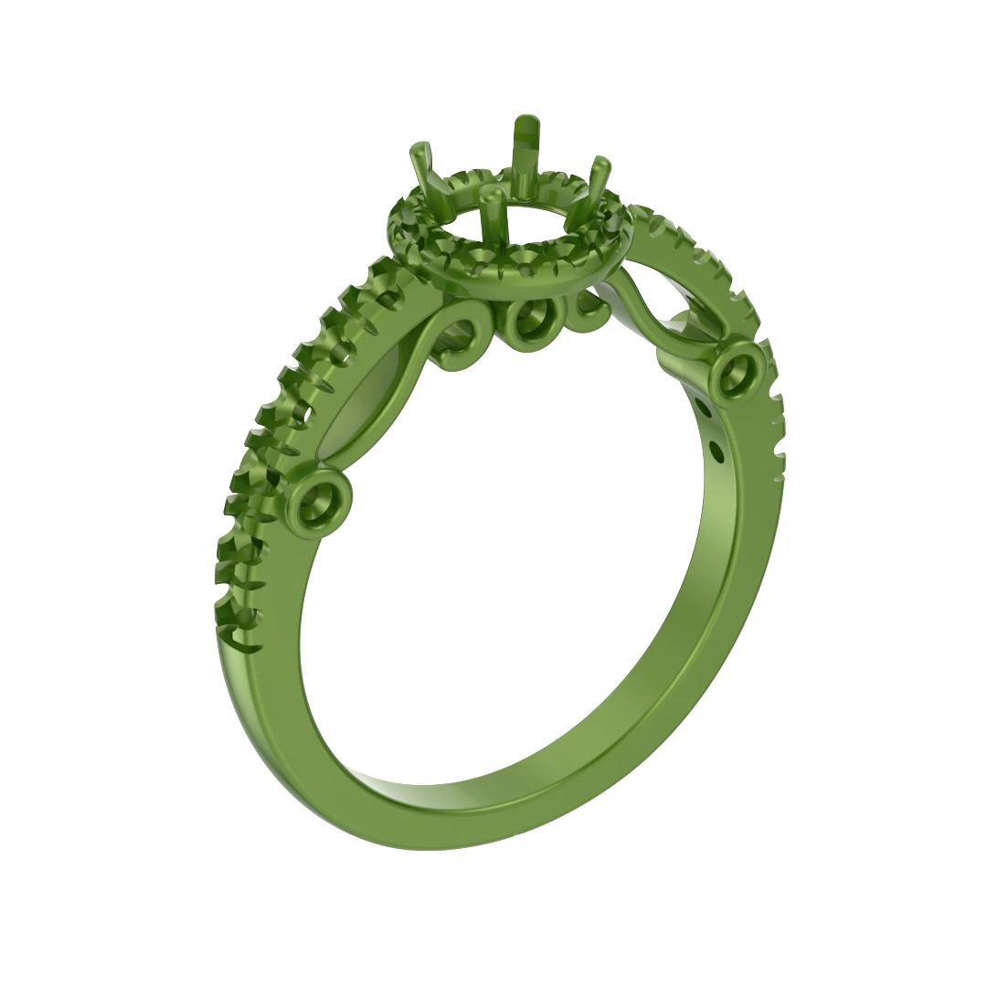 Micro Pave Diamond Settings Engagement Ring 3D Print Model-O167 - 9