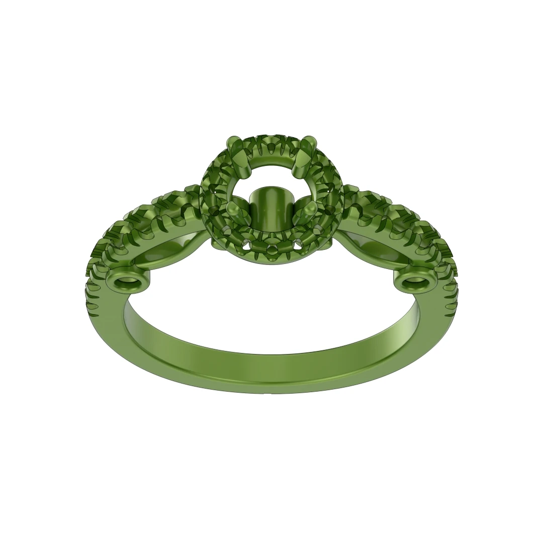 Micro Pave Diamond Settings Engagement Ring 3D Print Model-O167 - 10