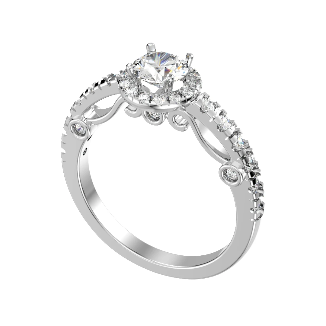 Micro Pave Diamond Settings Engagement Ring 3D Print Model-O167 - 7