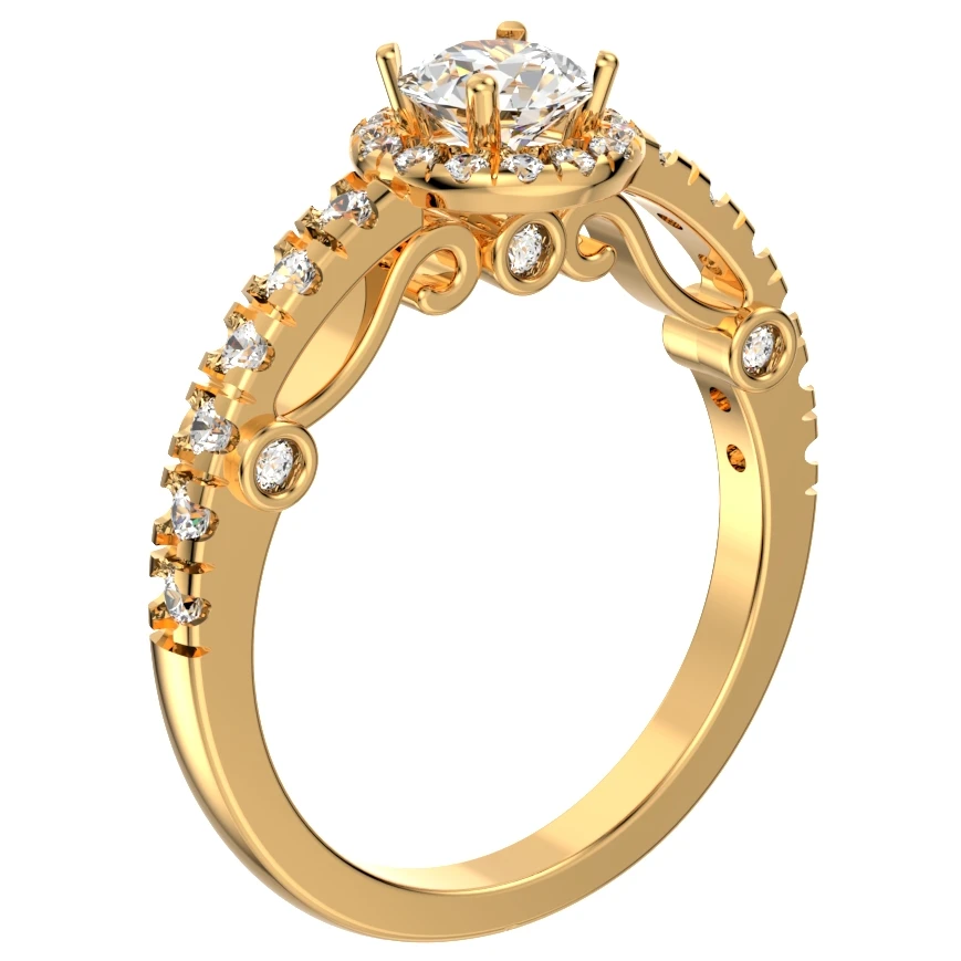 Micro Pave Diamond Settings Engagement Ring 3D Print Model-O167