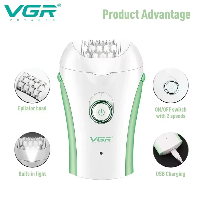 VGR Compact Professional Cordless Women Epilator For Different Body Areas For Gentle Hair Removal V705