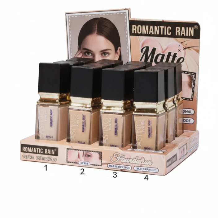 BASE DE MAQUILLAJE ROMANTIC DUPE CLE DE PEAU RAIN MATE A PRUEBA DE AGUA CON PROTECTOR SOLAR SPF45, 4 COLORES - 2