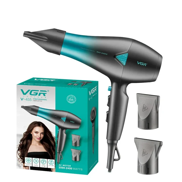 VGR V455 Professional Hair Dryer For Both Men And Women, Independent Cool Shot, 3 Heat And 2 Speed Settings, Detachable Rear Cover - 6