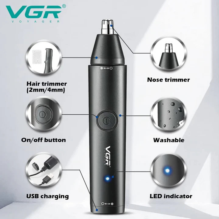 VGR V613 Ear, Nose & Eyebrow Trimmer – USB Rechargeable, Nose Clippers & Facial Grooming Tool - 8