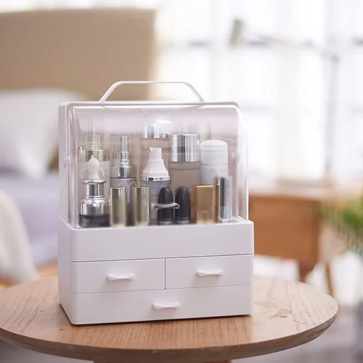 Makeup Organizer, Portable Skin Care Display Case With 3 Drawer - 3