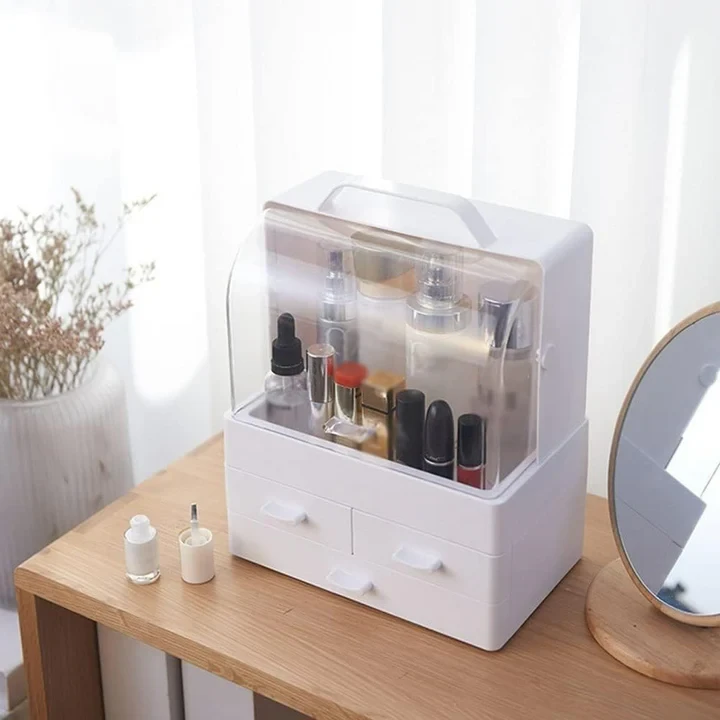 Makeup Organizer, Portable Skin Care Display Case With 3 Drawer - 4