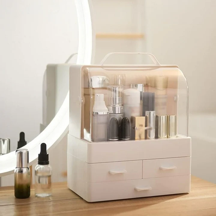 Makeup Organizer, Portable Skin Care Display Case With 3 Drawer
