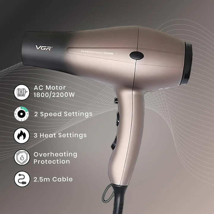 VGR V463 Professional Hair Dryer 1800-2200W High-Performance - 2