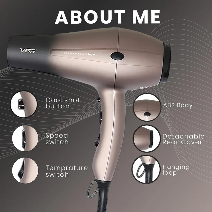 VGR V463 Professional Hair Dryer 1800-2200W High-Performance - 6