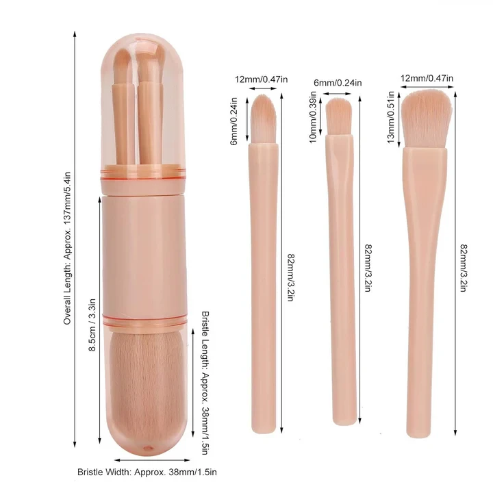 4-in-1 Portable Makeup Brush Set - 8
