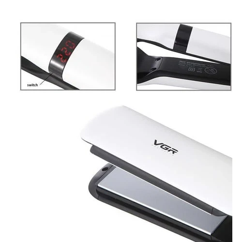 VGR V511 Flat Iron Anti-Static Flat Iron With Ceramic Plates And Lcd Display Hair Straightener - 12
