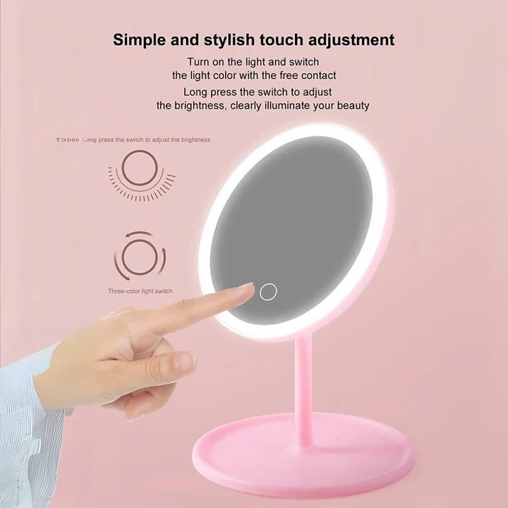 Portable Magnifying Makeup Mirror With Rechargeable LED Lights - 2