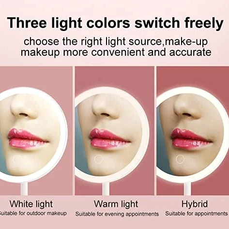 Portable Magnifying Makeup Mirror With Rechargeable LED Lights - 4