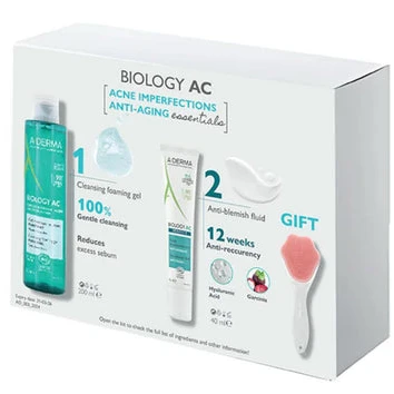 Aderma, Imperfections Control Kit ? Phys-Ac Gel Moussant 200Ml, Phys-Ac Perfect Fluid 40Ml, Silicone Face Brush Free Gift - 2