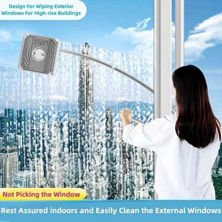 Window Cleaning Tool U Shaped L For External Window Washer With Telescopic Pole, Angle Adjustable Sponge Head And Squeegees - 8