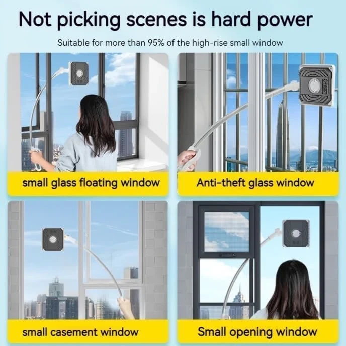 Window Cleaning Tool U Shaped L For External Window Washer With Telescopic Pole, Angle Adjustable Sponge Head And Squeegees - 3