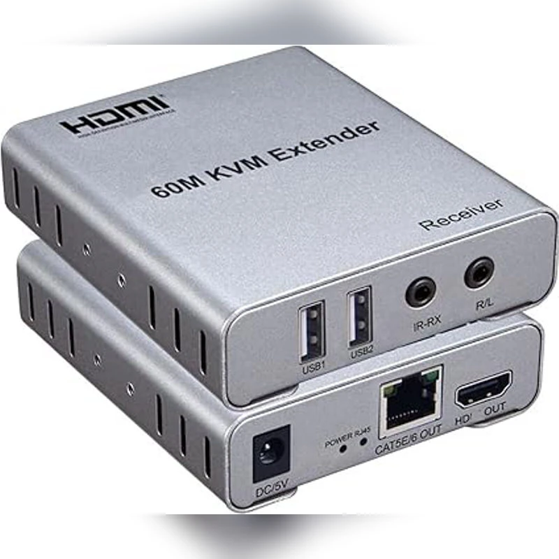CEM HDMI/USB KVM 60M EXTENDER VIA CAT6/5E ETHERNET & TX-RX BOXES WITH AUDIO