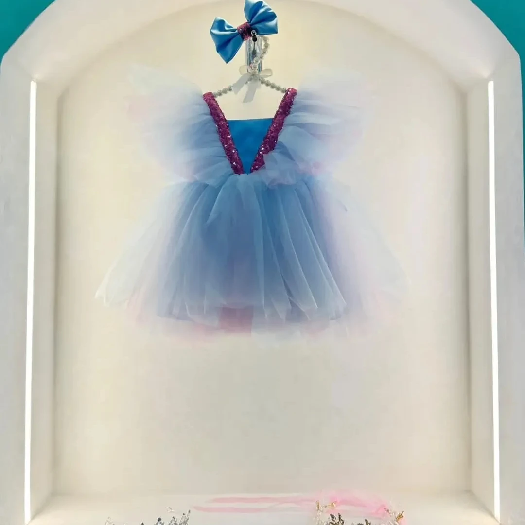 Blue Butterfly Princess Dress