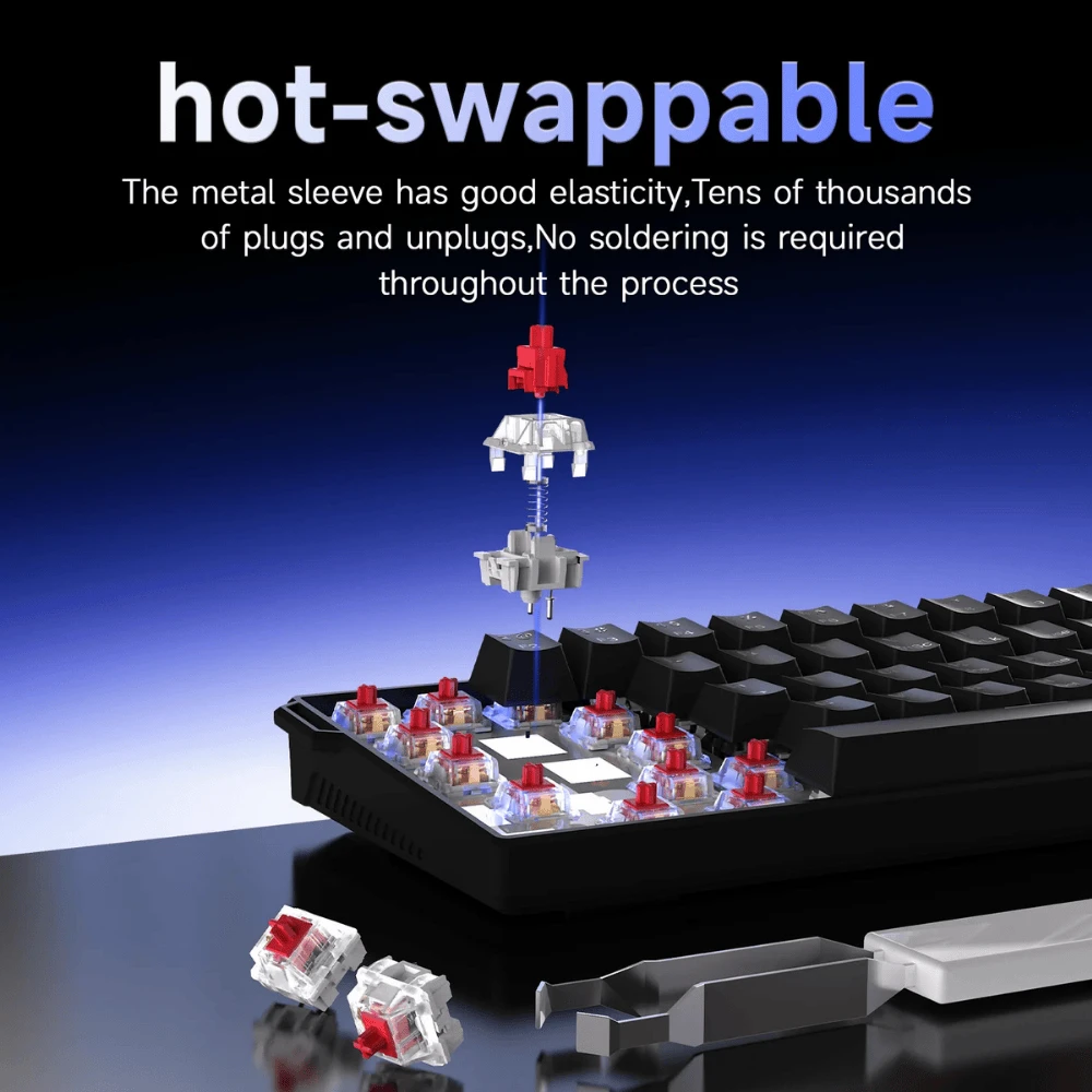 AJAZZ NK61 60% Hot-Swappable Mechanical Keyboard – Red Switches Wired - Black - 3