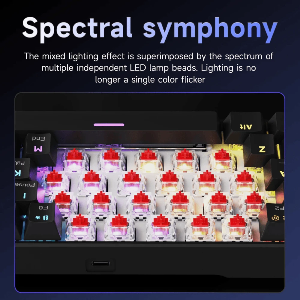 AJAZZ NK61 60% Hot-Swappable Mechanical Keyboard – Red Switches Wired - Black - 5