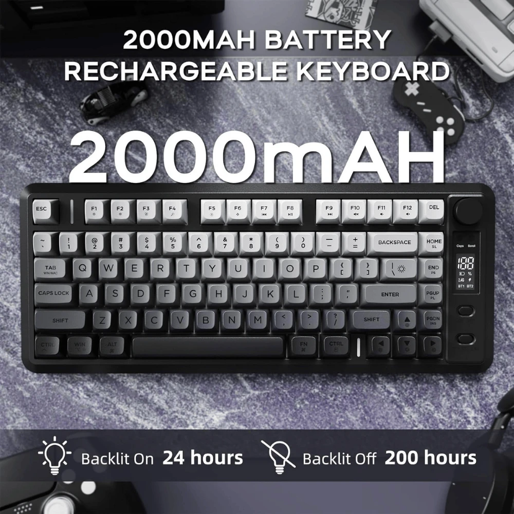 FreeWolf M75 Wireless Mechanical Feel Gaming Keyboard Bluetooth/2.4Ghz - 7